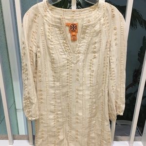 Tory Burch tunic dress size 2 gold/ivory